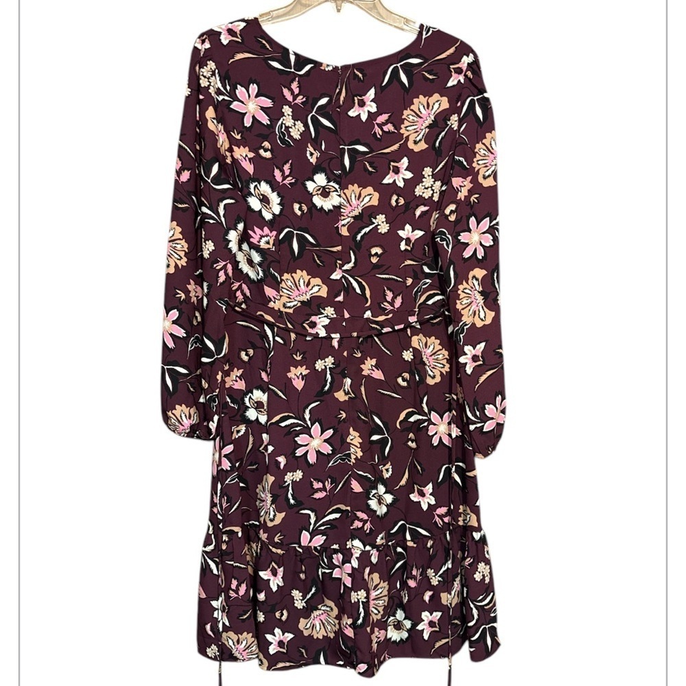Ann Taylor Floral burgundy, dress size 10 belt - Picture 3 of 9